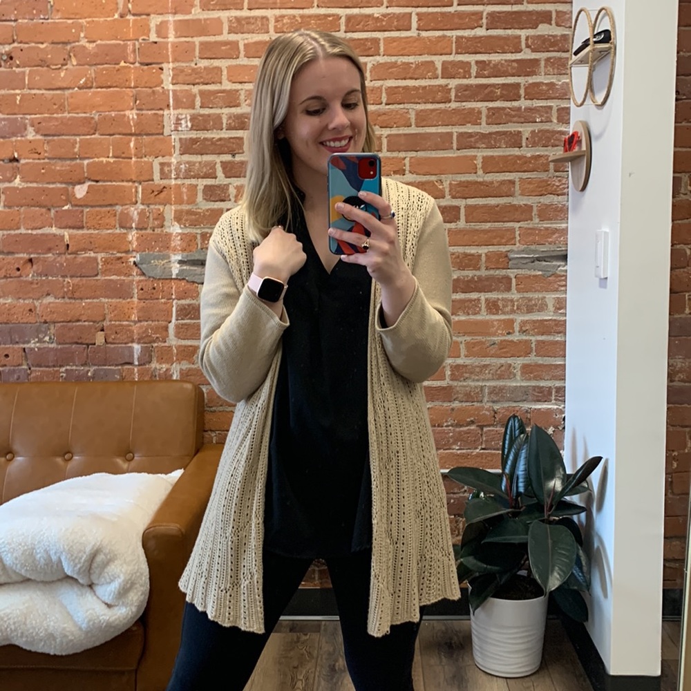 💚 Tan Open Front Cardigan